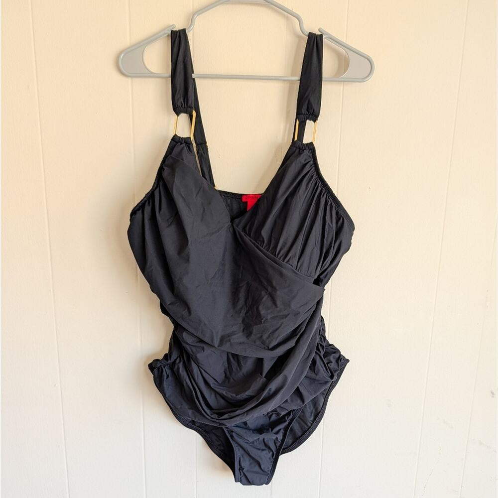 SPANX Draped V-neck Tummy Control One Piece Swimsuit - Picture 2 of 5